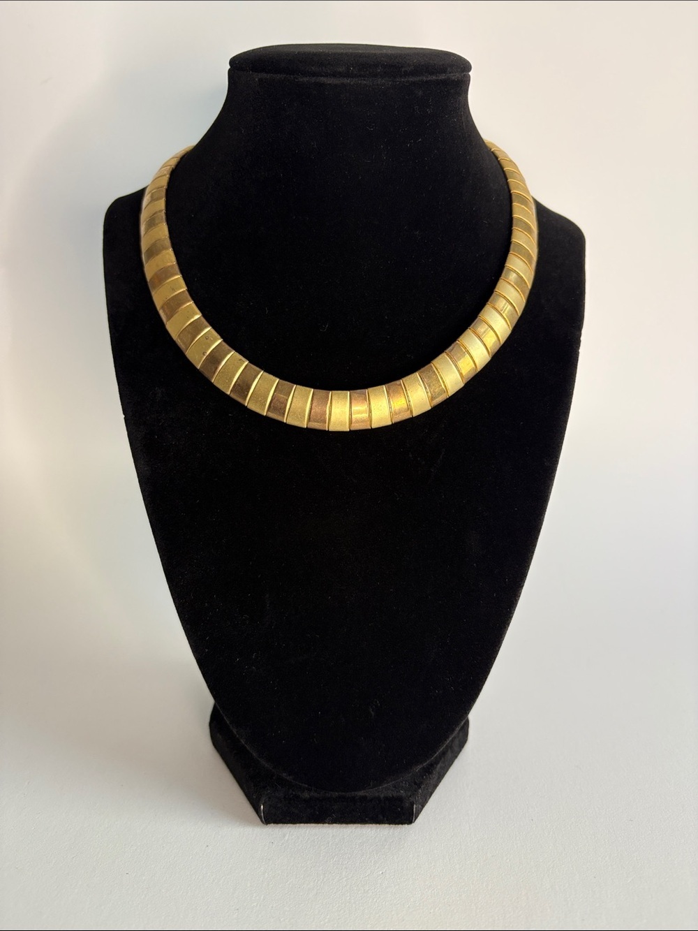Gold Two Tone Collar Necklace Structured Statement Women Jewelry